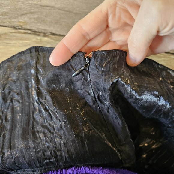 Y2K Womens Maxi Skirt Black Tiered Crinkle Irresdescent Whimsigoth Size M 8 10 - Picture 8 of 10